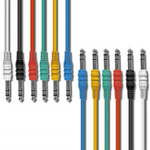 AxcessAbles 1/4-inch (6.35mm) TRS to 1/4-inch (6.35mm) TRS Multi-Color Balanced Stereo Patch Cables 6-Pack Outboard Gear & Patchbay Studio Cables External Effects Digital Analog Effects (1ft) - Open Box