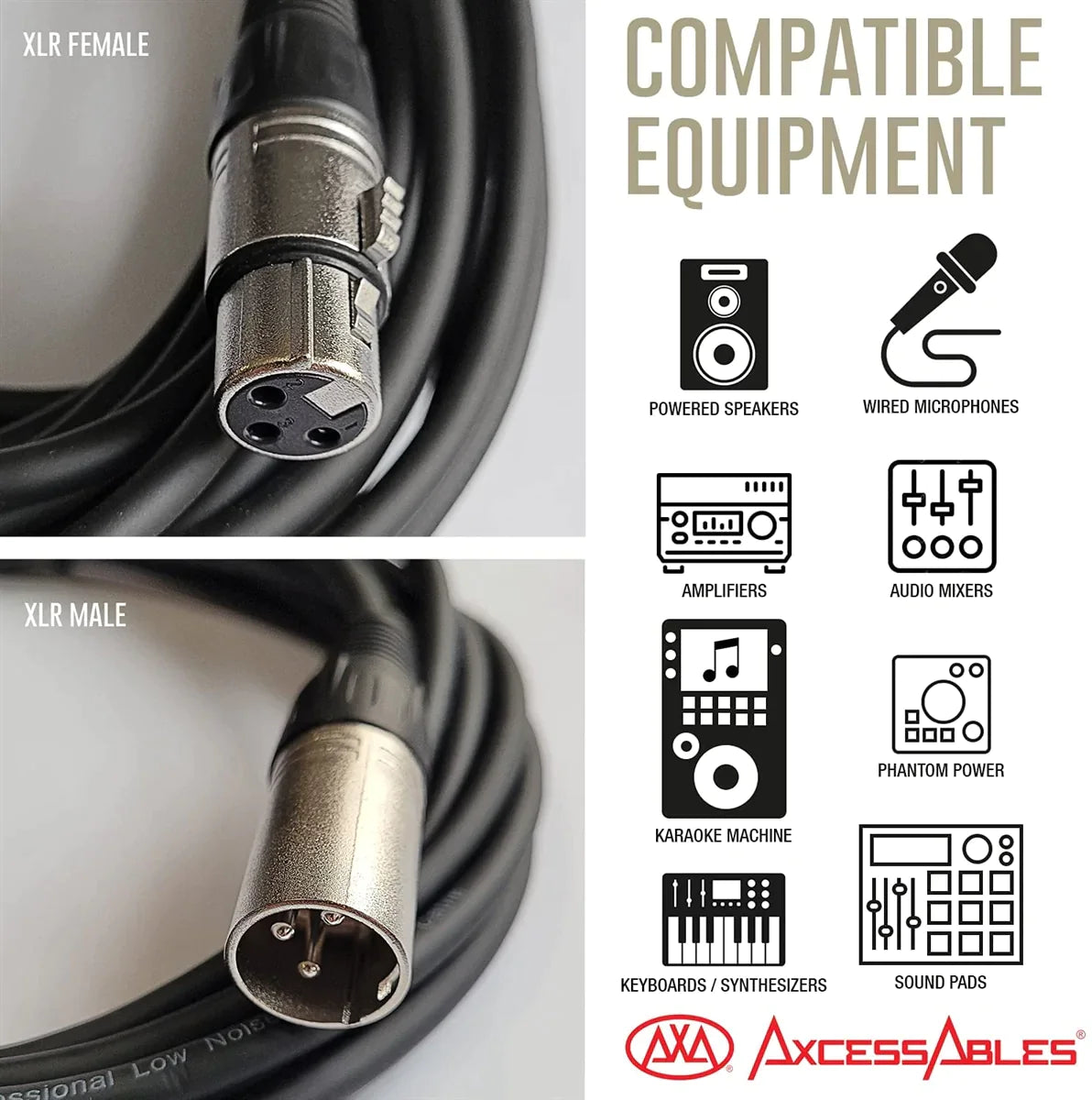 AxcessAbles XLR-XLR20 Audio Cable - XLR Male to XLR Female