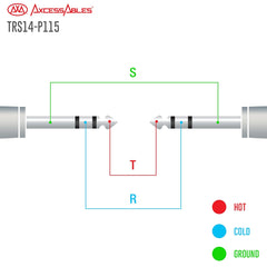 AxcessAbles 1/4-inch (6.35mm) TRS to 1/4-inch (6.35mm) TRS Multi-Color Balanced Stereo Patch Cables 6-Pack Outboard Gear & Patchbay Studio Cables External Effects Digital Analog Effects (1.5ft) - Open Box