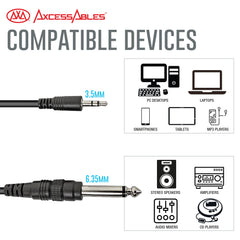 1/8-Inch TRS (Stereo) to 1/4-Inch TS (Mono) Auxiliary AUX Cable (10ft)