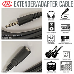 1/8-inch TRS Male to Female (Stereo) Headphone AUX Extension Cable (10ft)