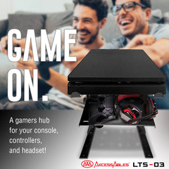 Two-Tier Adjustable DJ Laptop Stand with Clamps, Black - Open Box