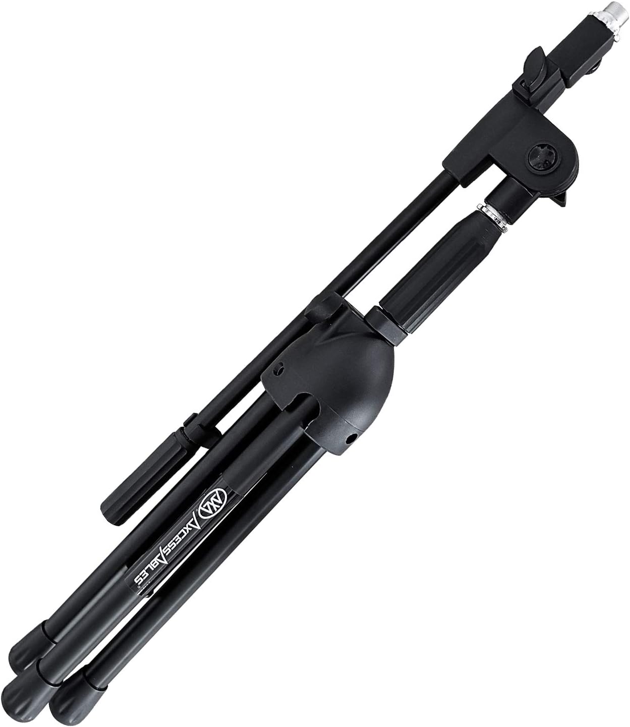AxcessAbles Low-Profile Microphone Tripod Stand with Boom Arm | Adjustable Height Short Floor Mic Stand with Boom | Kick Drum Mike Stands | Guitar Amp Stands (2-Pack)