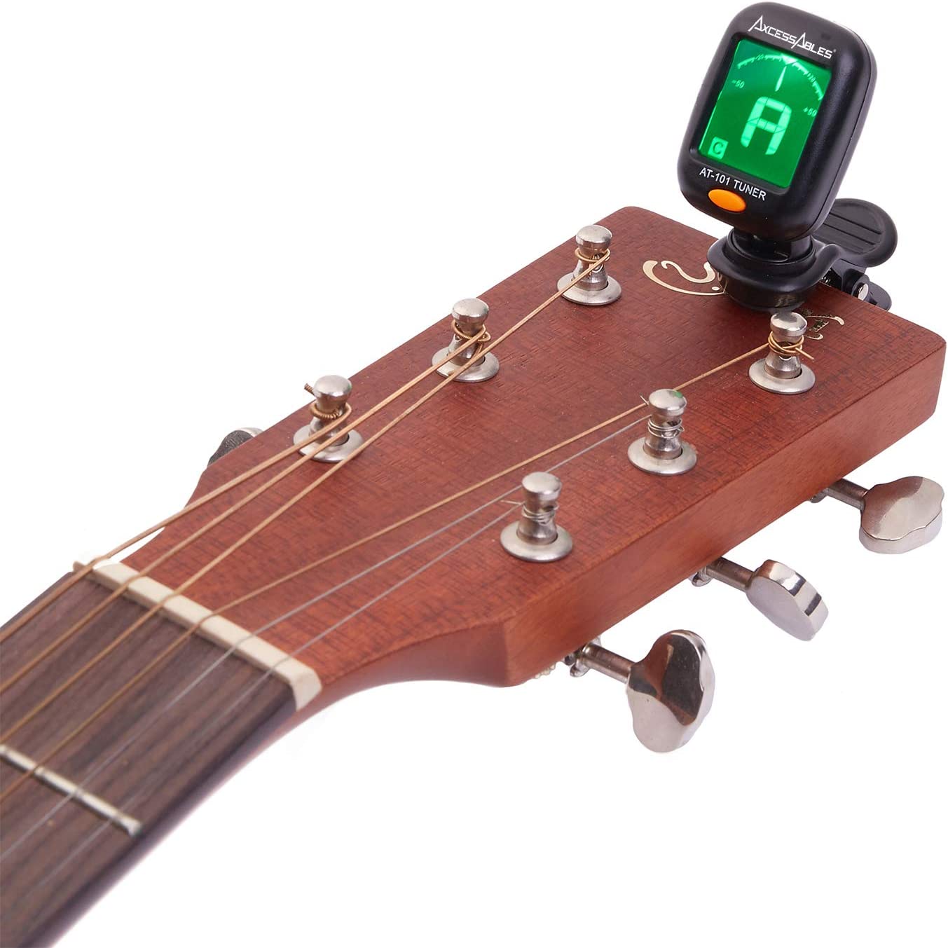 AxcessAbles AT-01A Clip-On Guitar Tuner for Chromatic Guitar Bass Ukulele Violin  2PK