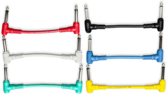 1/4-inch TS (Mono) Right Angle Guitar Audio Multi-Color Patch Cable 6-Pack