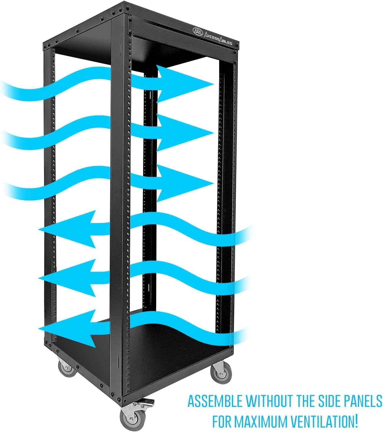 AxcessAbles RK 30U Rack-Mount Cabinet Case w/Caster Wheels (Compatible with US 10-32 (5mm) & European (6mm) Rack Standards.) Rack for AV, DJ, Home Theater, Network, Server, Computer, Electronics