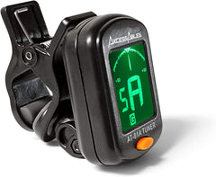 AxcessAbles AT-01A Clip-On Guitar Tuner for Chromatic Guitar Bass Ukulele Violin  2PK