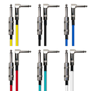 1/4-Inch TS (Mono) Straight to Right Angle Multi-Color Cables (6 Pack)
