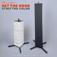 Portable Moving Head Light Totem Stand in Black or White with Scrims