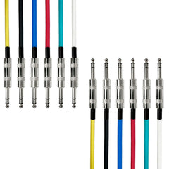 AxcessAbles 20ft 6-Pack TRS to Audio Cables - 1/4" Balanced, Multi-Color, Male-to-Male, Studio & Home Audio