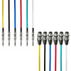 AxcessAbles XLR Male to 6.35mm (1/4") TRS Balanced Audio Cables, 6ft, 6-Pack, Multi-Color, XLR to TRS Patch Cords for Speakers, Microphones & Studio Audio, Microphone Snake Cords (6ft - 6 Pack)