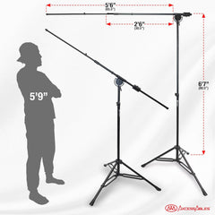 AxcessAbles AXCMB-T Heavy Duty Microphone Boom Stand with Weighted Tripod Base | 80.5-inch Height Overhead Mic Stand | 65.5-Inch Boom Arm Stand | Shotgun Video Mic Stand | All Metal Construction