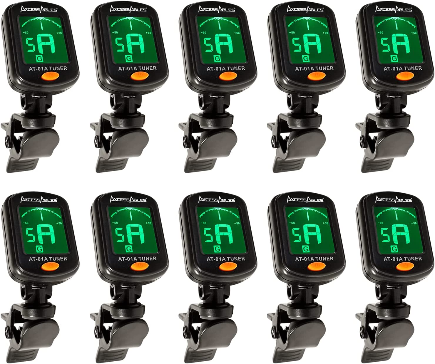 Clip-on Chromatic Instrument Tuner for Ukulele, Guitar, Bass, Violin