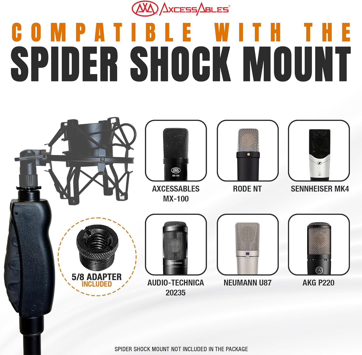 AxcessAbles Tripod Microphone Stand with Clutch Height Adjustment and Telescopic Mic Boom Arm | Soft Grip Squeeze Height Adjustment| Performer's Microphone Stand | Collapsible Tripod Base