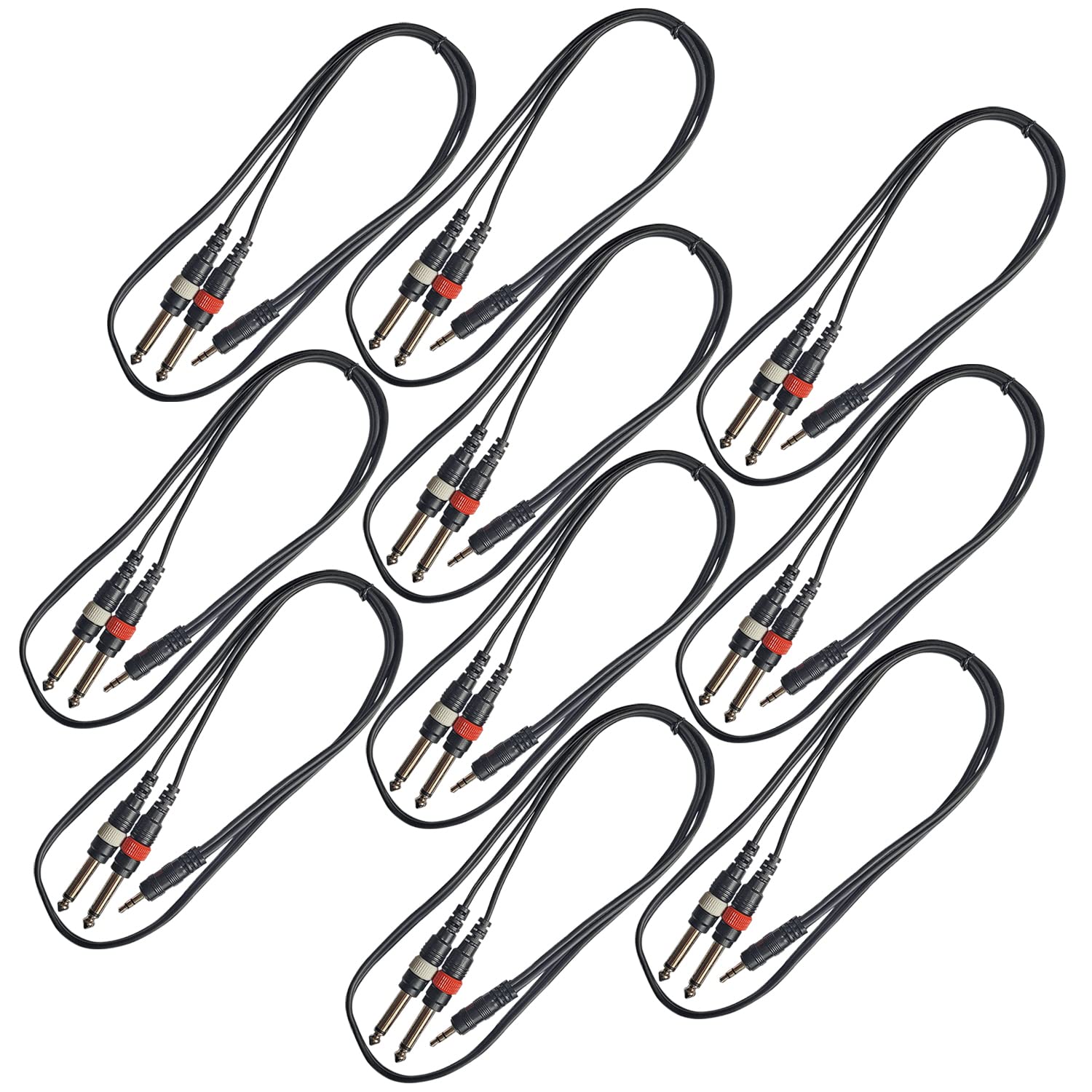 1/8-inch TRS (Stereo) to Dual 1/4-inch TS (Mono) Breakout Cable (3ft)