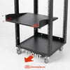 AxcessAbles OPRK12U-2T Open Frame Network & AV Rack with Caster Wheels, Two 2U Shelves, 10-32 & Cage Nut Compatible Rails, Cage Nuts, Screws, Cage Nut Tool & Wall Mount Kit | 19-Inch Rack - 440lb Capacity, 18" Depth