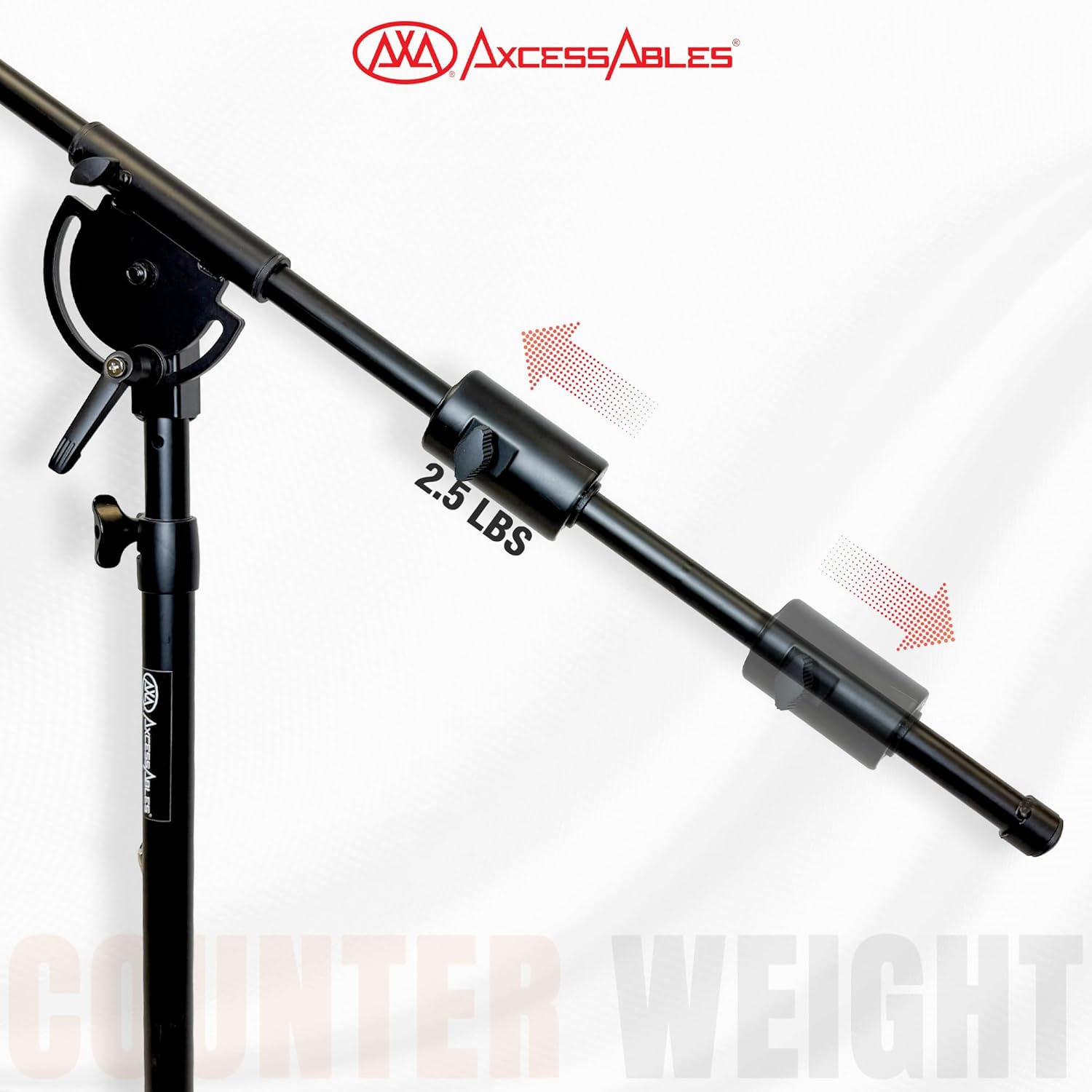 AxcessAbles AXCMB-T Heavy Duty Microphone Boom Stand with Weighted Tripod Base | 80.5-inch Height Overhead Mic Stand | 65.5-Inch Boom Arm Stand | Shotgun Video Mic Stand | All Metal Construction - Open Box