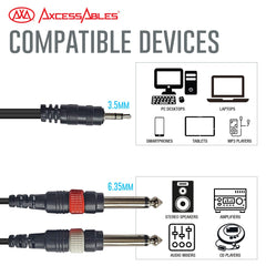 1/8-inch TRS (Stereo) to Dual 1/4-inch TS (Mono) Breakout Cable (10ft)