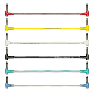 AxcessAbles 1/4" TS Right Angle to Right Angle Guitar Patch Cables, 6-Inch, 6-Pack, Multi-Color | Mono Unbalanced Instrument Cords for Guitar Pedals, Effects Pedals, Pedalboards, Patch Bays & Audio Equipment