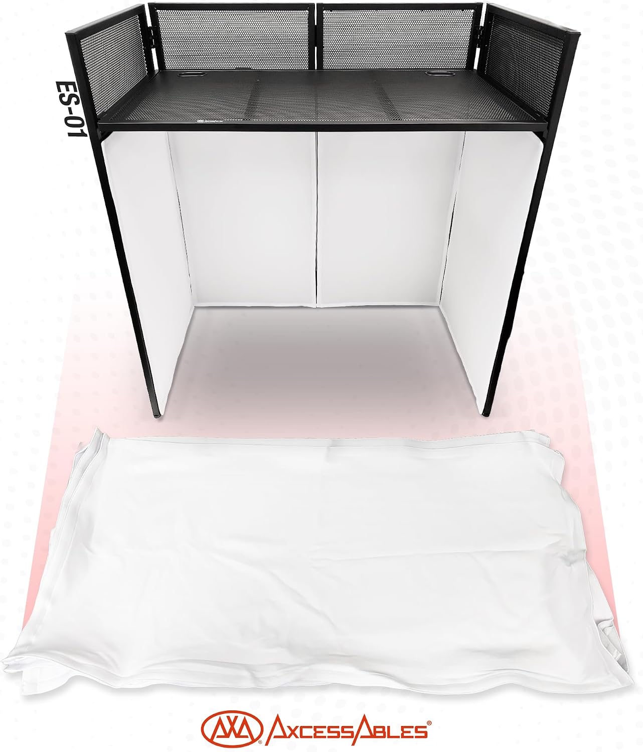 AxcessAbles ES-01 Replacement Scrim Set of 4 for DJ Facade Booth,Stretch Fabric Covers, Velcro-Attached Washable Scrims for Professional DJ Booth Setup (white)