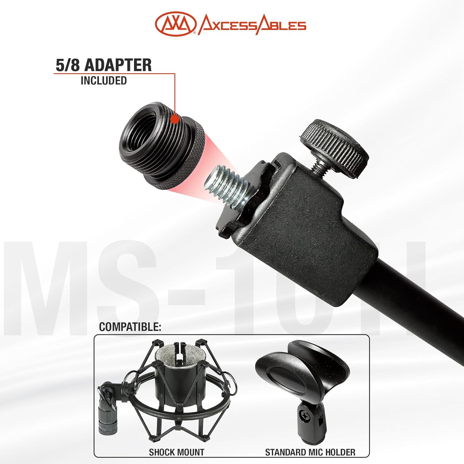 AxcessAbles Low-Profile Microphone Tripod Stand with Boom Arm | Adjustable Height Short Floor Mic Stand with Boom | Kick Drum Mike Stands | Guitar Amp Stands (2-Pack)