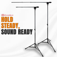 AxcessAbles AXCMB-T Heavy Duty Microphone Boom Stand with Weighted Tripod Base | 80.5-inch Height Overhead Mic Stand | 65.5-Inch Boom Arm Stand | Shotgun Video Mic Stand | All Metal Construction