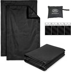 AxcessAbles ES-02XT Replacement Black Scrim Set of 4 for ES-02XT Two Tier DJ Facade Booth, Black Stretch Fabric Covers, Velcro-Attached Washable DJ Table Scrims for Professional DJ Booth Setup
