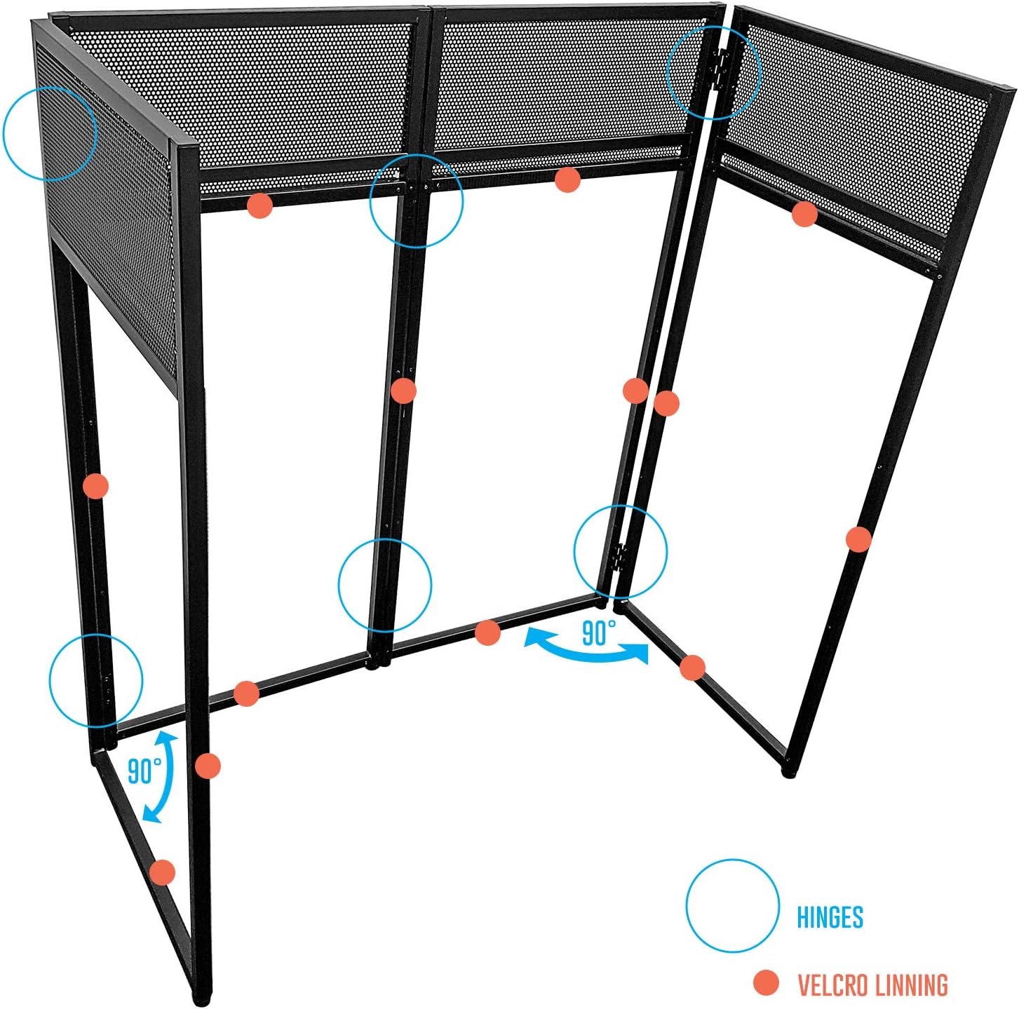 AxcessAbles Portable DJ Facade Booth with Black and White Lighting Scrims, Carry Cases | Standing DJ Table - 40" x 20" | DJ Controller Stand | Recording Mixer Stand | DJ Booth (ES-01)
