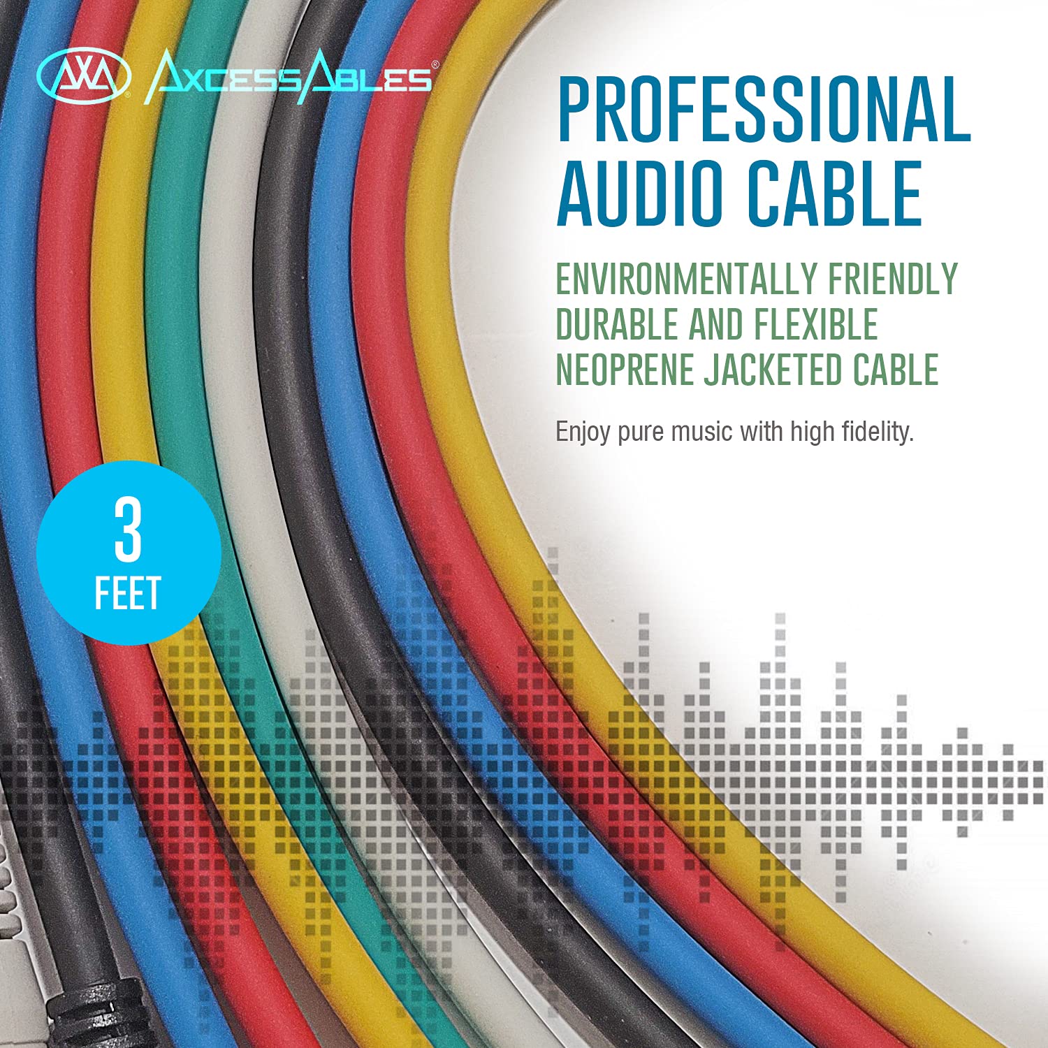 AxcessAbles 1/4 (6.35mm) TS to 1/4 (6.35mm) TS Unbalanced Mono Multi-Color Patch Cables 6 Pack (3ft) Outboard Gear & Patchbay Studio Cables External Effects Digital Analog Effects