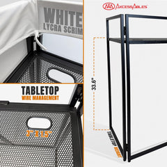 AxcessAbles Portable White DJ Facade Booth with Carry Case – 40" x 20" Tabletop, Steel Frame, and White Scrim | White DJ Table | Event Booth (ES-01X)