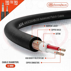 AxcessAbles 5-Foot Multi-Colored 3.5mm (1/8-Inch) TRS to 1/4-Inch TRS Stereo Male to Male Audio Cable 6-Pack for Headphones, Mixer, Audio Interface & Amplifier