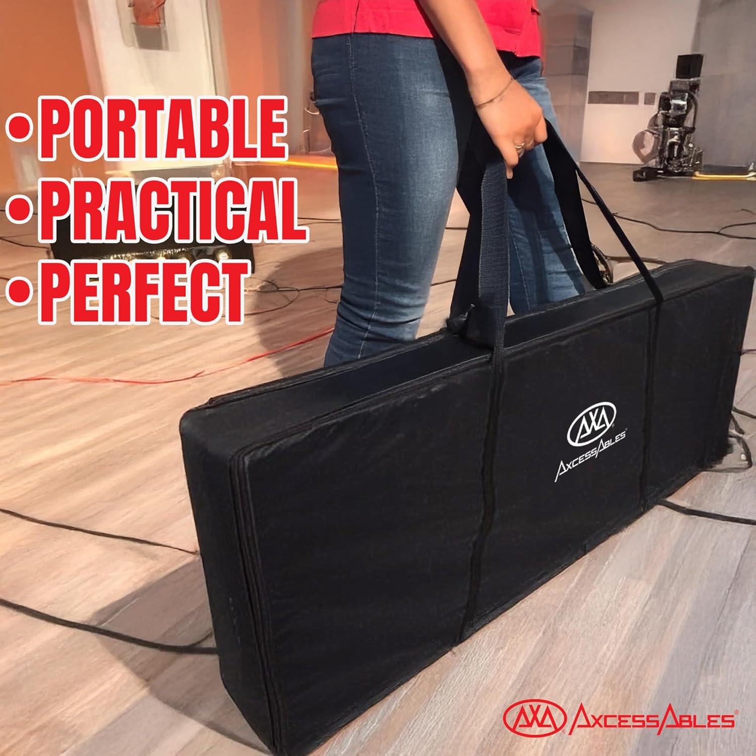 AxcessAbles Portable White DJ Facade Booth with Carry Case – 40" x 20" Tabletop, Steel Frame, and White Scrim | White DJ Table | Event Booth (ES-01X)