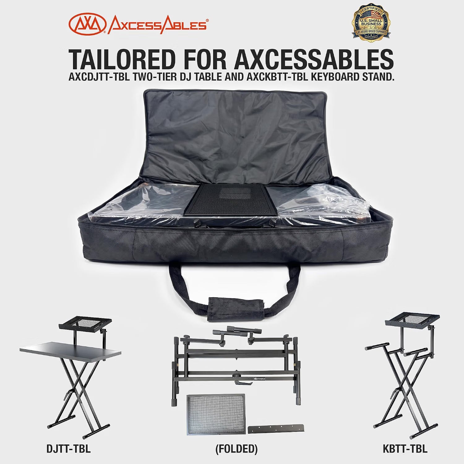 AxcessAbles Padded Gig Bag for AXCDJTT-TBL Two-Tier DJ Table and AXCKBTT-TBL Keyboard Stand