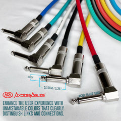 AxcessAbles 6.35mm (1/4") Right Angle Amp Cords for Bass & Electric Guitar - Premium OFC Copper Wire | 3ft Right Angle to 1/4 Inch TS Straight Instrument Cable | Multi-Color Amp Cables (3ft, 6 Pack)