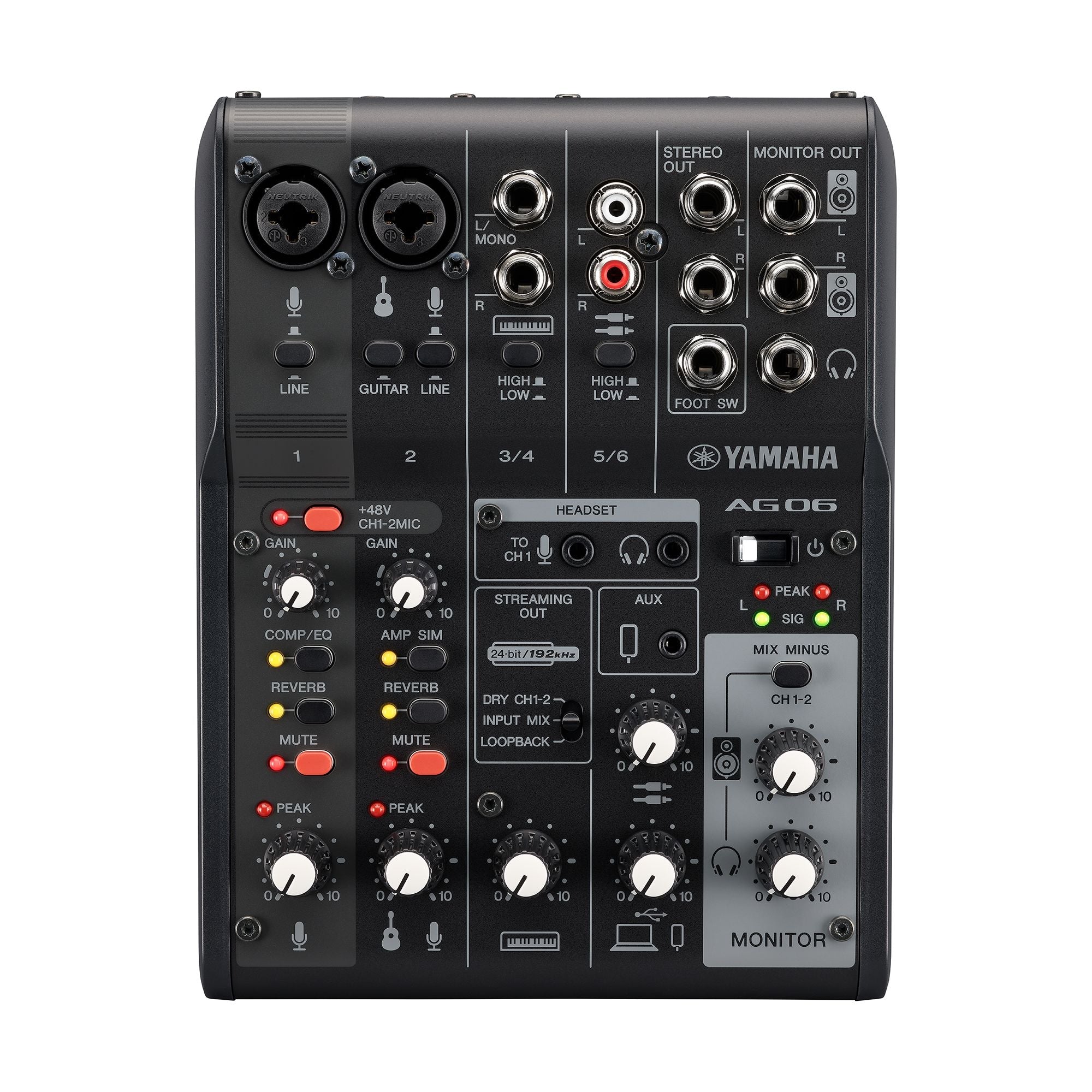 Yamaha AG06MK2 6-Channel Live Streaming Loopback Audio USB Mixer Black - Like New