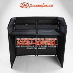 AxcessAbles DJ BOOTH XL Replacement Black Scrim, Black Stretch Fabric Facade Cover, Tie-On Scrim for DJ Booth XL Table, Washable Professional DJ Table Booth Cover