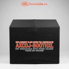 AxcessAbles DJ BOOTH XL Replacement Black Scrim, Black Stretch Fabric Facade Cover, Tie-On Scrim for DJ Booth XL Table, Washable Professional DJ Table Booth Cover
