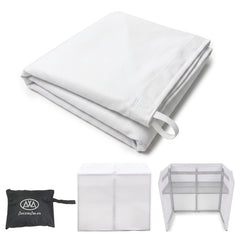 AxcessAbles DJ BOOTH XL Replacement White Scrim, White Stretch Fabric Facade Cover, Tie-On Scrim for DJ Booth XL Table, Washable Professional DJ Table Booth Cover