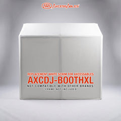 AxcessAbles DJ BOOTH XL Replacement White Scrim, White Stretch Fabric Facade Cover, Tie-On Scrim for DJ Booth XL Table, Washable Professional DJ Table Booth Cover