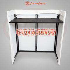 AxcessAbles Replacement White Scrim for ES-01X and ES-01XBW DJ Facade Booth, White Stretch Fabric Cover, Tie-On Scrim for DJ Booth Table, Washable Professional DJ Facade Scrim