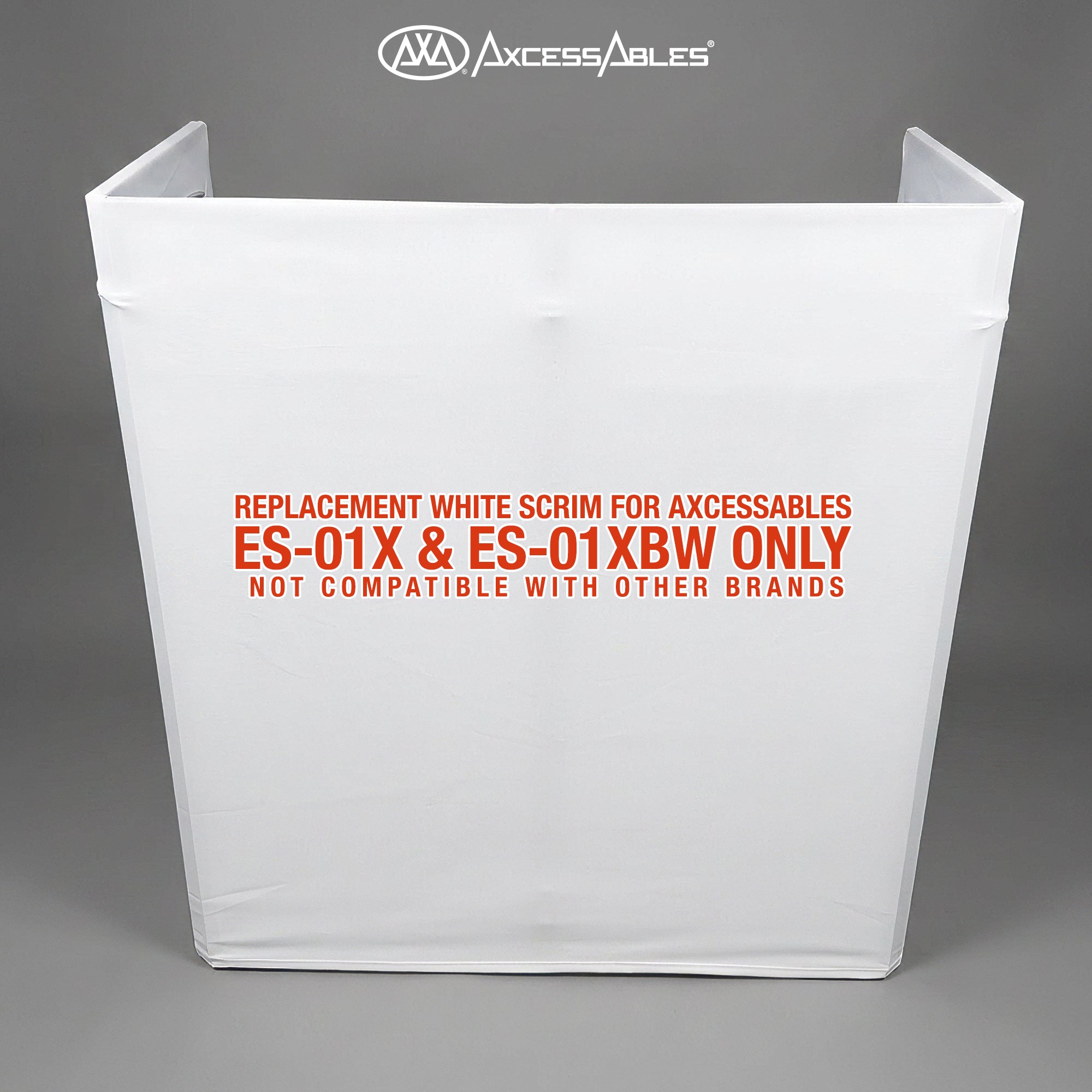 AxcessAbles Replacement White Scrim for ES-01X and ES-01XBW DJ Facade Booth, White Stretch Fabric Cover, Tie-On Scrim for DJ Booth Table, Washable Professional DJ Facade Scrim