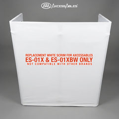AxcessAbles Replacement White Scrim for ES-01X and ES-01XBW DJ Facade Booth, White Stretch Fabric Cover, Tie-On Scrim for DJ Booth Table, Washable Professional DJ Facade Scrim