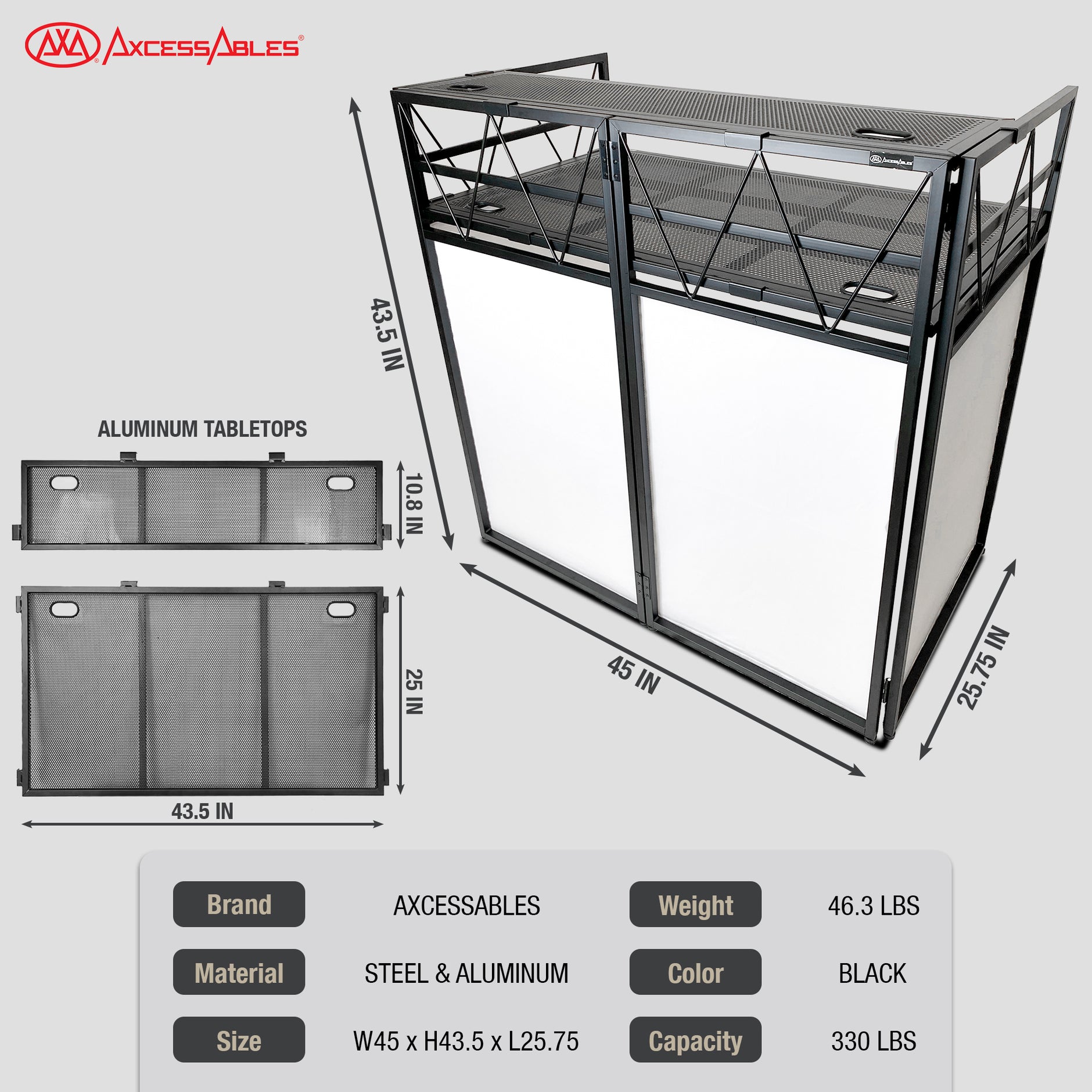 Two Tier Portable Adjustable Aluminum DJ Facade Booth – AxcessAbles