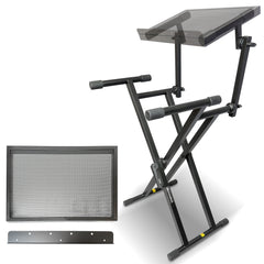 AxcessAbles Dual Tier Keyboard Stand – Heavy Duty Adjustable X-Style Piano Stand with 2nd Tier for 54/61/64/88-Key Digital Pianos, Synths, Laptops & Sheet Music