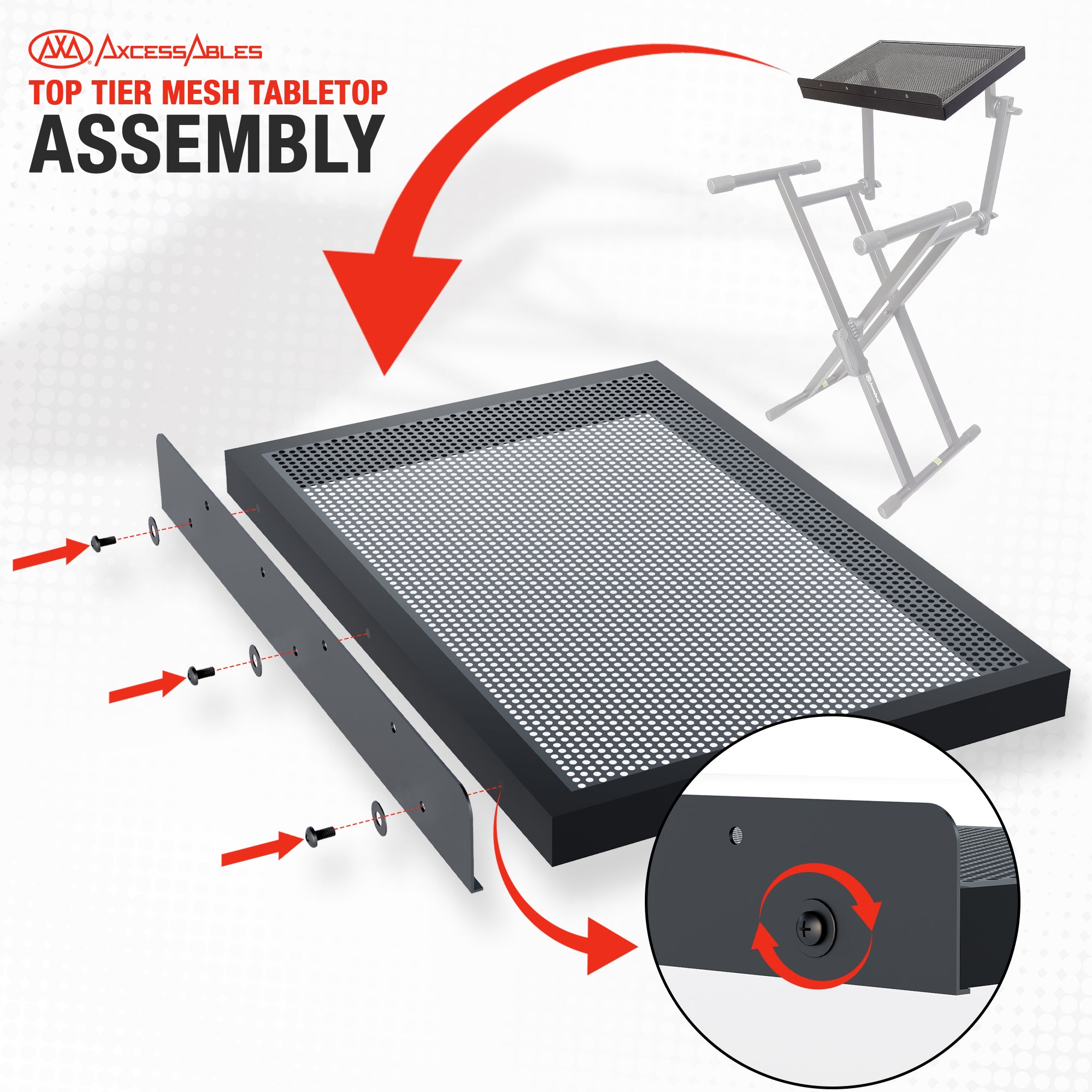 AxcessAbles Dual Tier Keyboard Stand – Heavy Duty Adjustable X-Style Piano Stand with 2nd Tier for 54/61/64/88-Key Digital Pianos, Synths, Laptops & Sheet Music