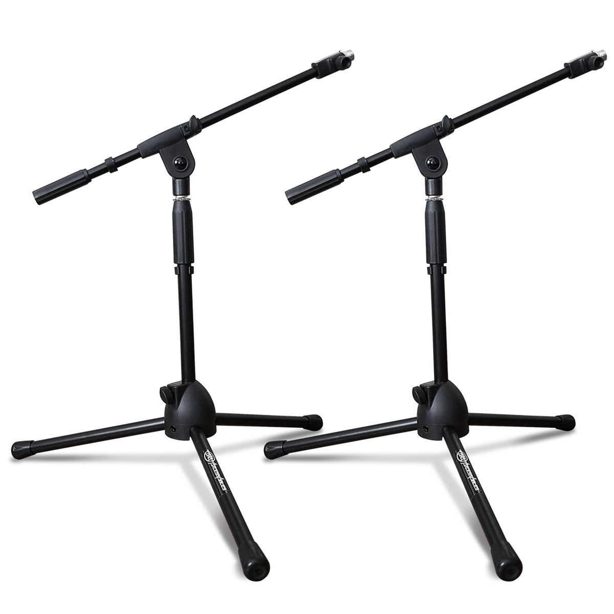 AxcessAbles Short Microphone Stand with 34" Telescoping Boom Arm | Low Profile Mic Tripod for Drums and Guitar Amps(2-Pack)