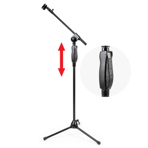 AxcessAbles One-Handed Quick Release Microphone 74" Height Clutch Adjustment Tripod Mic Stand with 35" Boom Arm. For Singing (1-Pack)