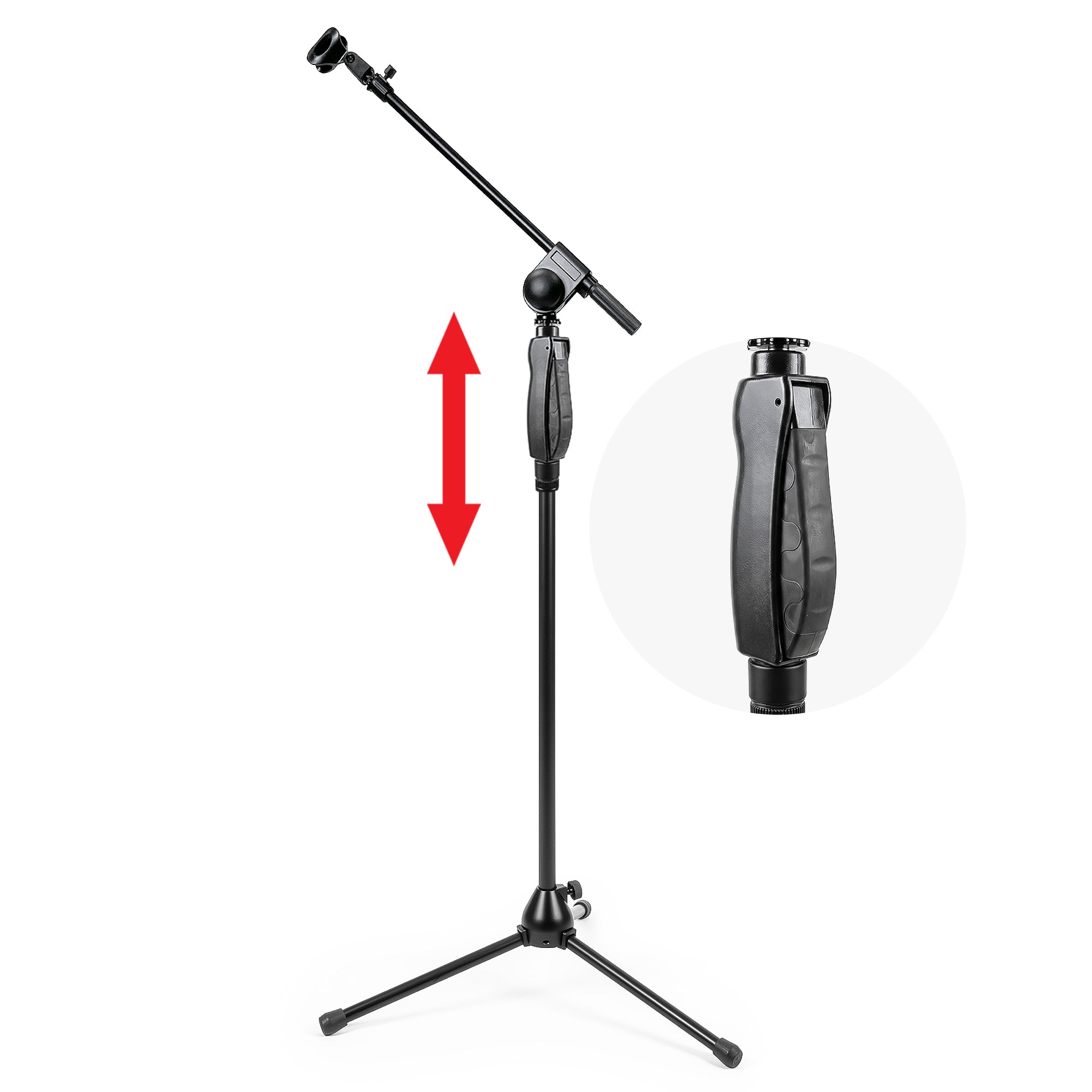 Quick Grip Height Adjustment Mic Stand Tripod Base and Boom Extension 2-Pack
