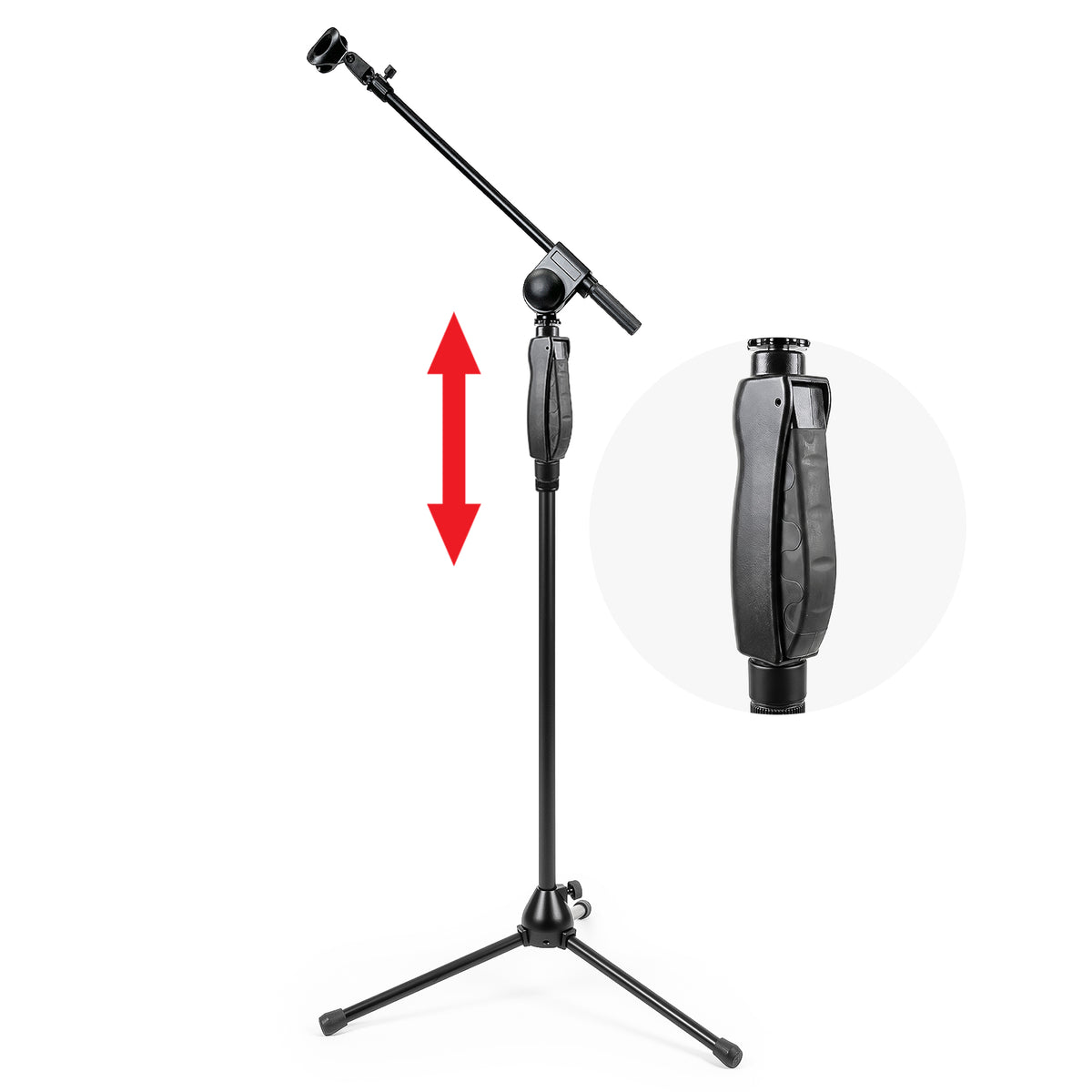 Quick Grip Height Adjustment Mic Stand Tripod Base and Boom Extension 2-Pack