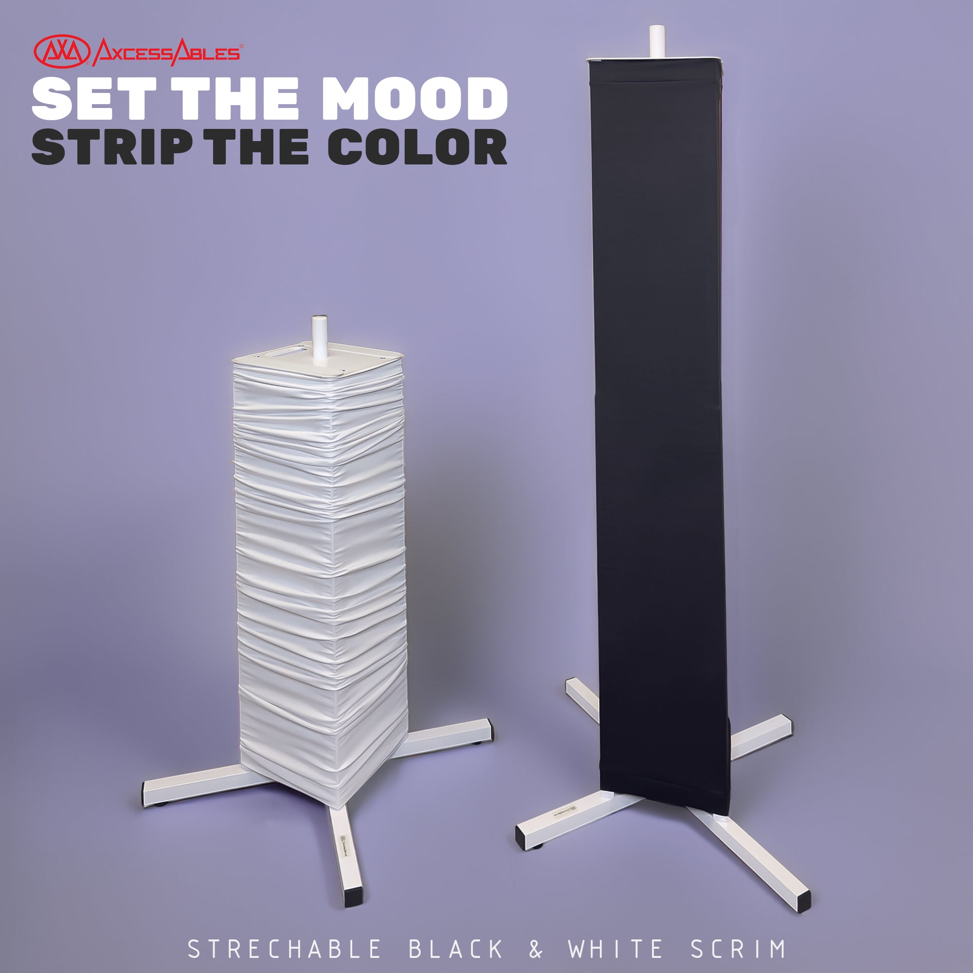 Portable Moving Head Light Totem Stand in White with Scrims - OB